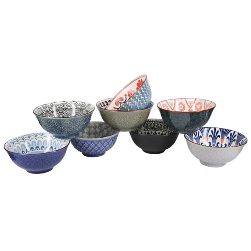 Multi Patterned Ceramic 8-pc. Bowl Set