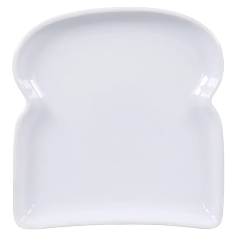 White Porcelain Toast Plates, Set of 4