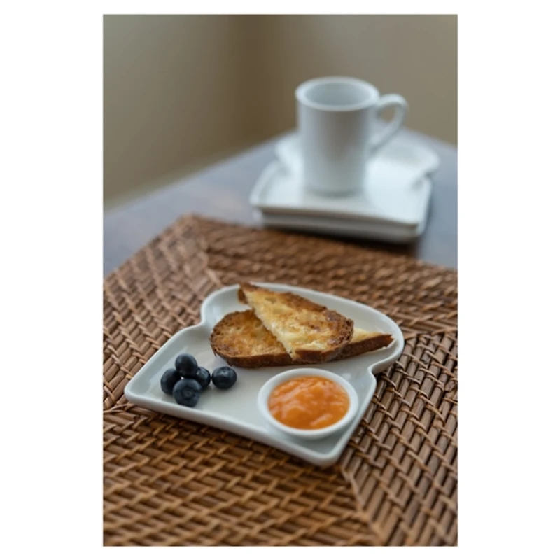 White Porcelain Toast Plates, Set of 4