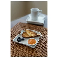 White Porcelain Toast Plates, Set of 4