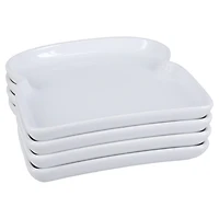 White Porcelain Toast Plates, Set of 4
