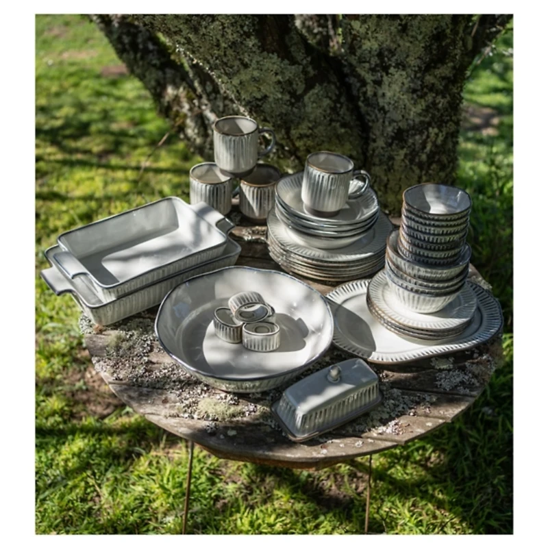 Cream Scalloped Clay 2-pc. Serveware Set