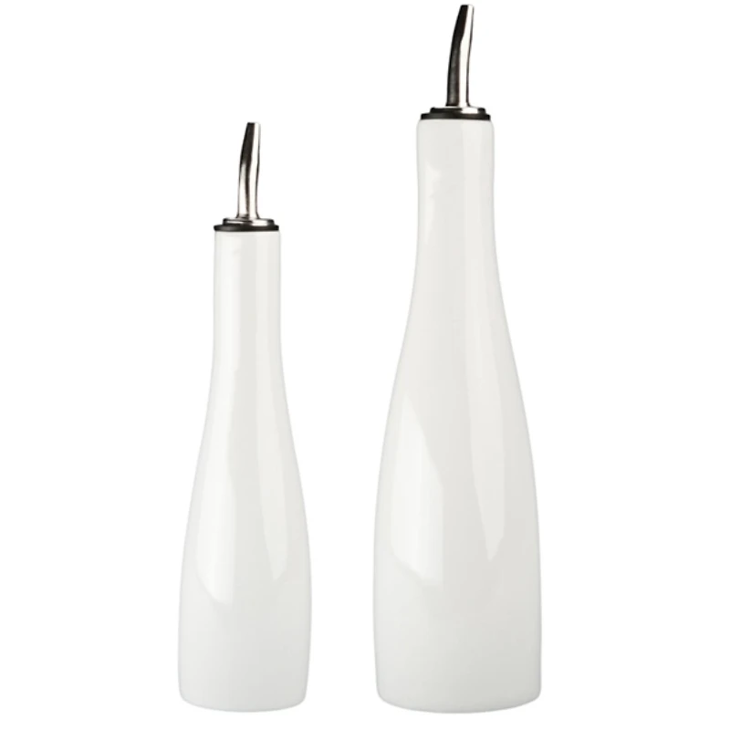 White Porcelain 2-pc. Oil and Vinegar Carafe Set