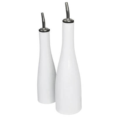 White Porcelain 2-pc. Oil and Vinegar Carafe Set