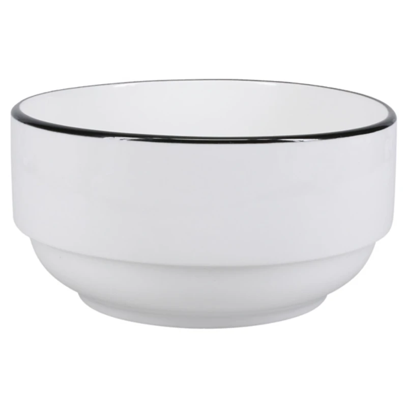 White with Black Rims 16-pc. Dinnerware Set