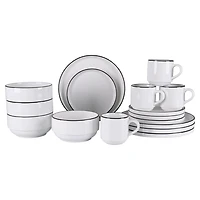 White with Black Rims 16-pc. Dinnerware Set