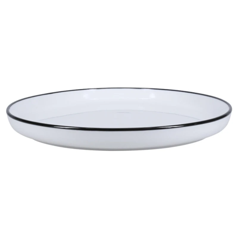 White Porcelain Black Trim 16-pc. Dinnerware Set