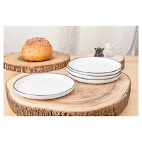 White Porcelain Black Trim 16-pc. Dinnerware Set