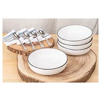 White Porcelain Black Trim 16-pc. Dinnerware Set