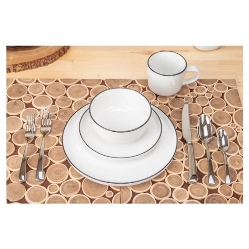 White Porcelain Black Trim 16-pc. Dinnerware Set