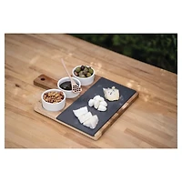3-Bowl Slate and Wood Serving Board