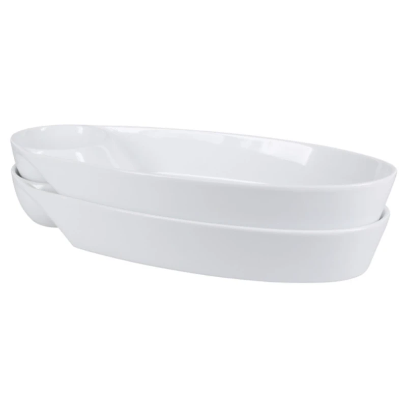 White Porcelain Chip & Dip Bowls, Set of 2