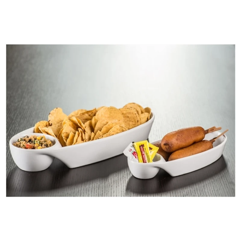 White Porcelain Chip & Dip Bowls, Set of 2