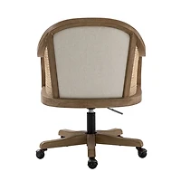 Ivory Rattan Swivel Office Chair
