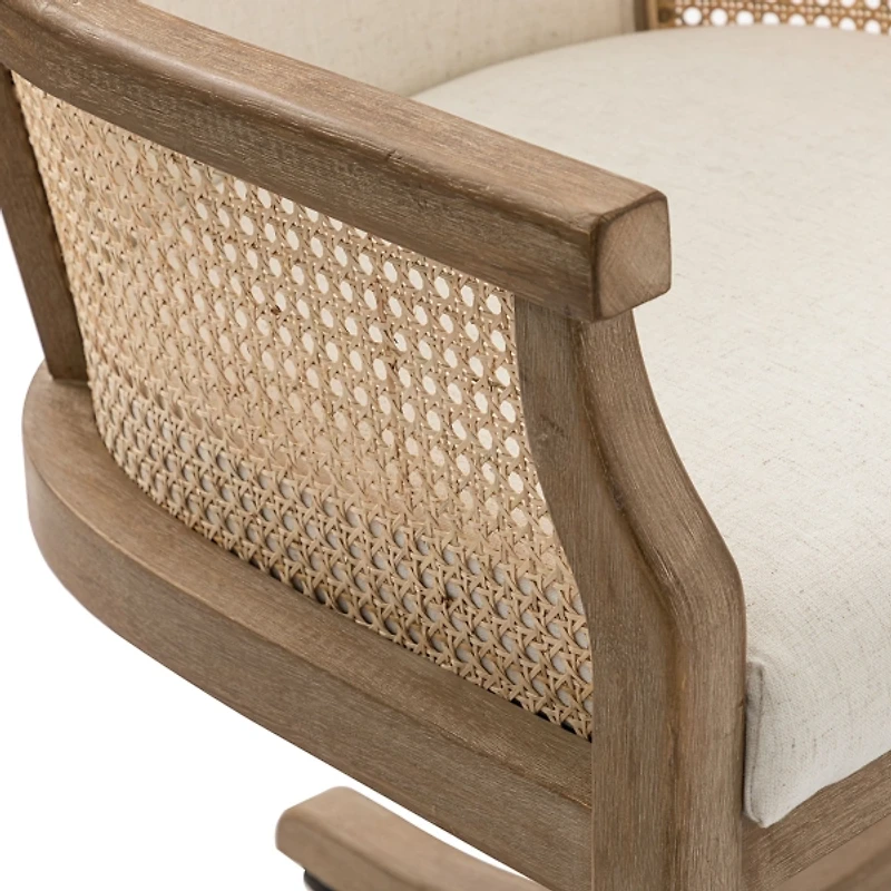 Ivory Rattan Swivel Office Chair