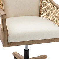 Ivory Rattan Swivel Office Chair