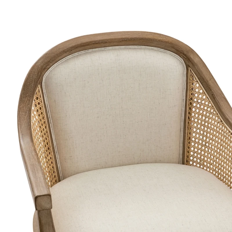 Ivory Rattan Swivel Office Chair
