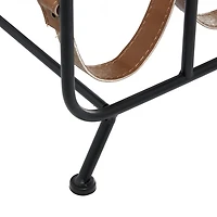 Black Metal and Faux Leather Wine Rack