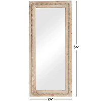 Whitewashed Natural Beaded Wood Wall Mirror