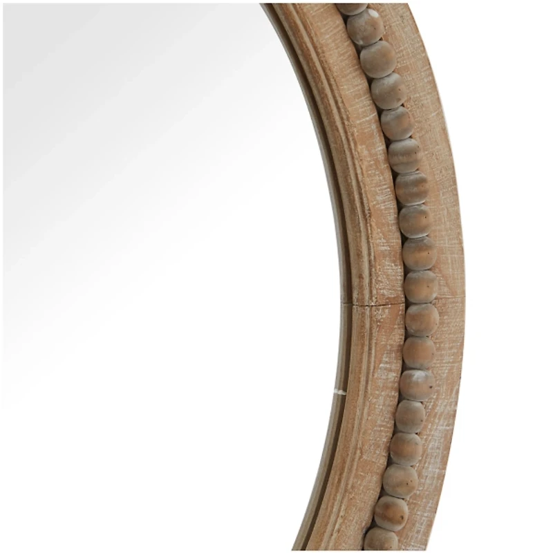 Round Distressed Beaded Wall Mirror, 28 in.