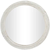 Round Whitewash Beaded Wall Mirror