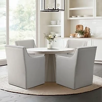 Light Gray Slipcover Dining Chair with Casters