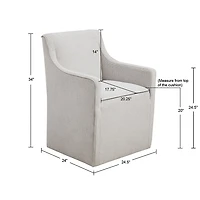 Light Gray Slipcover Dining Chair with Casters
