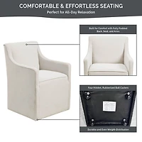 Light Gray Slipcover Dining Chair with Casters