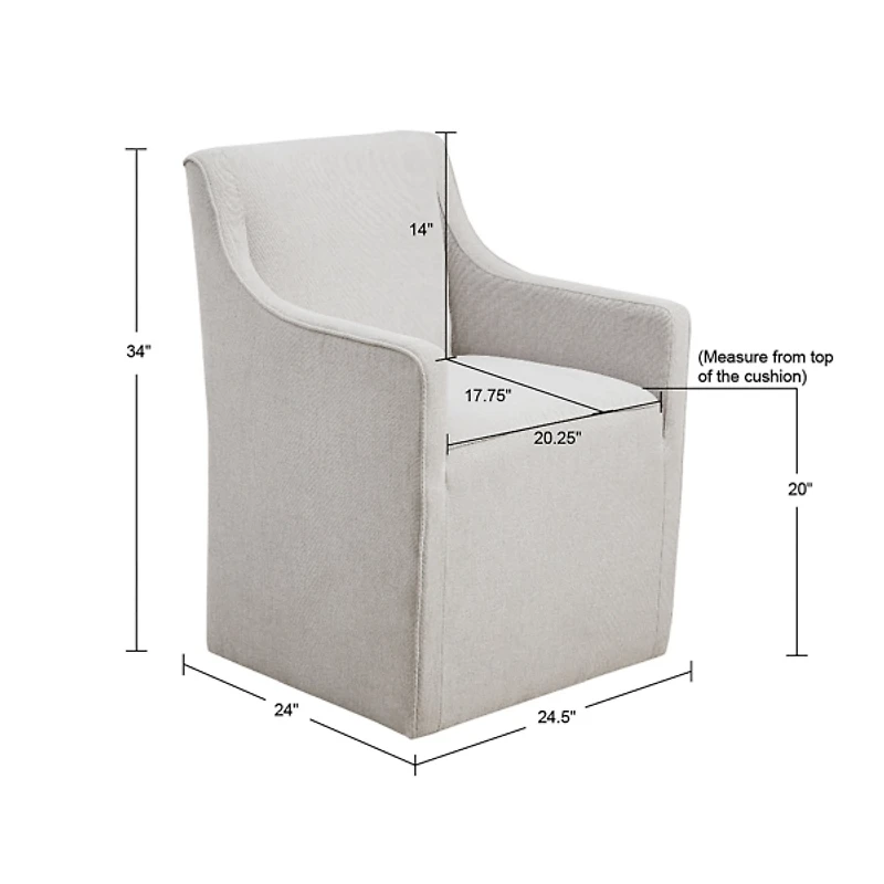 Light Gray Slipcover Dining Chair with Casters