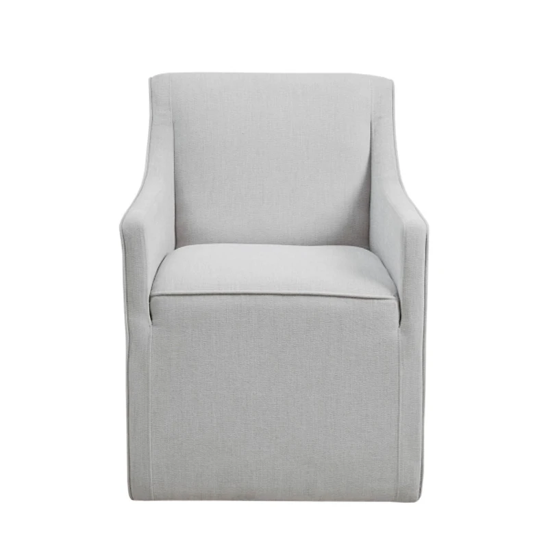 Light Gray Slipcover Dining Chair with Casters