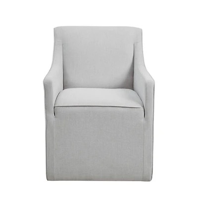 Light Gray Slipcover Dining Chair with Casters