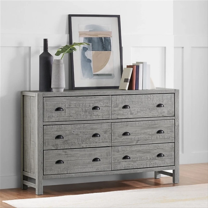 Arden Gray Wood 6-Drawer Dresser