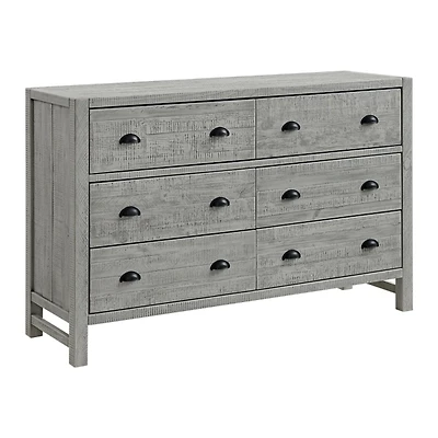 Arden Gray Wood 6-Drawer Dresser