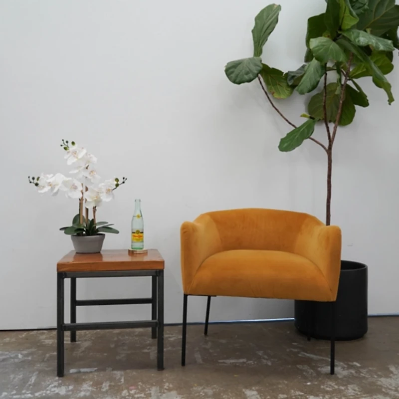 Desktop Orchid Arrangement in Gray Planter