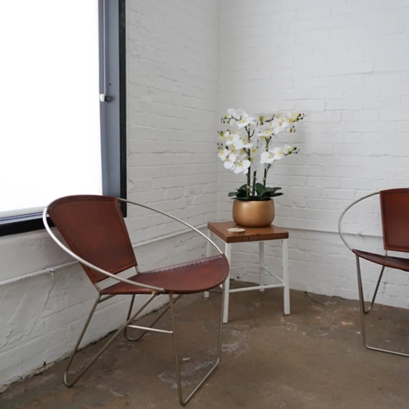 White Real Touch Orchid Arrangement in Gold Pot