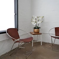 White Real Touch Orchid Arrangement in Gold Pot