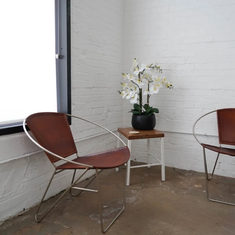 White Real Touch Orchid Arrangement in Black Pot