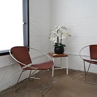 White Real Touch Orchid Arrangement in Black Pot