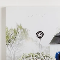 Navy Floral Pickup Truck Canvas Art Print