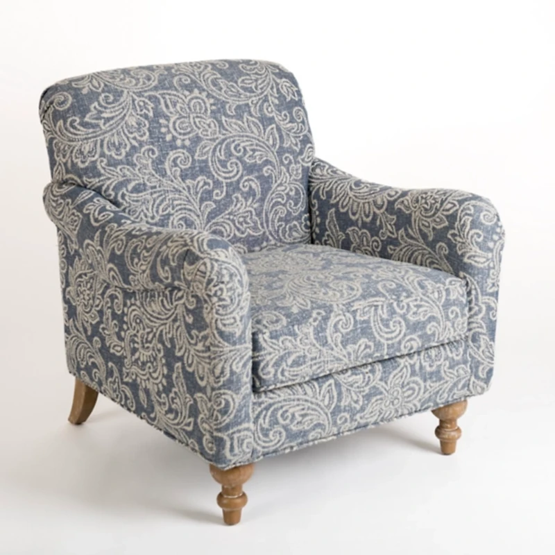 Blue Floral English Armchair