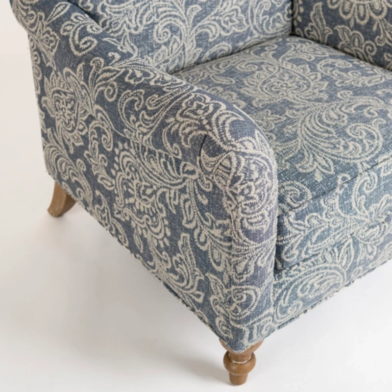 Blue Floral English Armchair