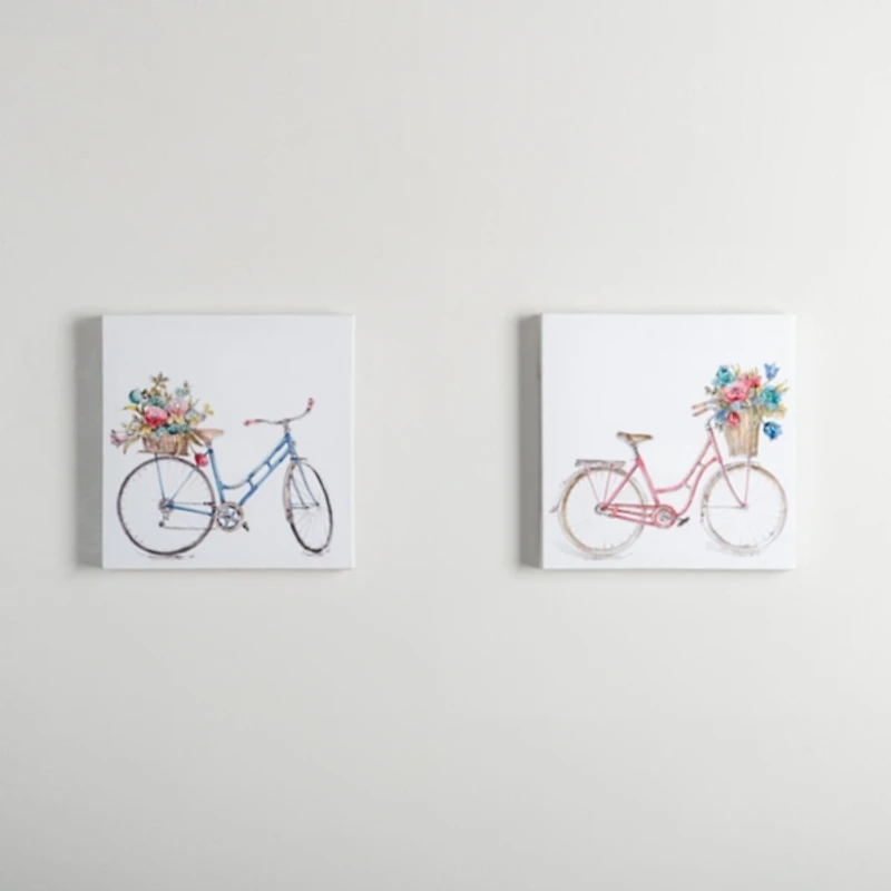 Spring Bicycles Canvas Art Prints, Set of 2