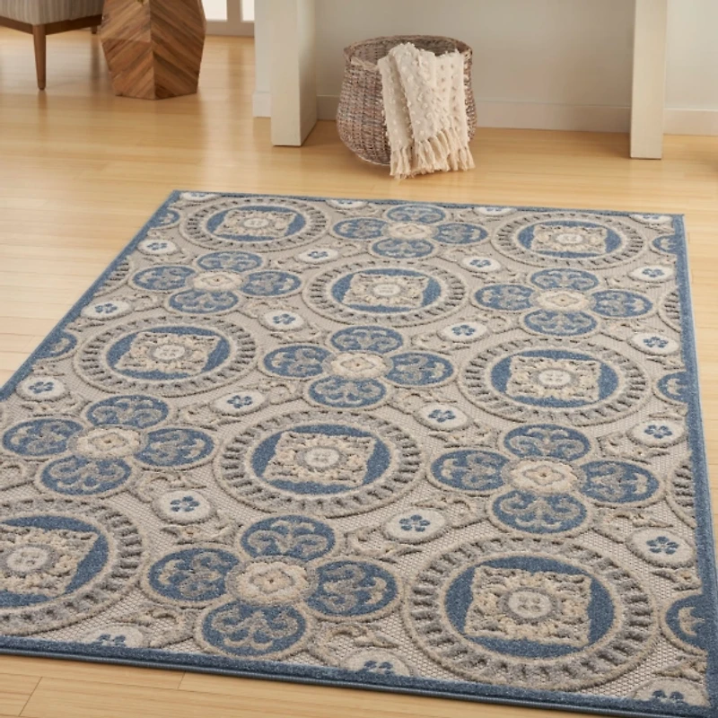 Aloha Blue Medallion Indoor/Outdoor Area Rug