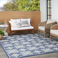 Aloha Blue Geometric Indoor/Outdoor Area Rug