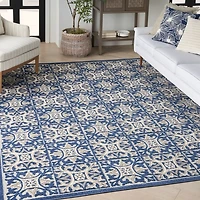 Aloha Blue Geometric Indoor/Outdoor Area Rug