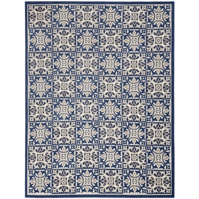 Aloha Blue Geometric Indoor/Outdoor Area Rug