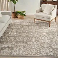 Aloha Ivory Geometric Indoor/Outdoor Rug, 7x10