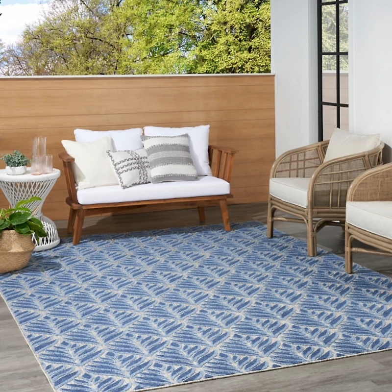 Aloha Blue Botanical Indoor/Outdoor Rug