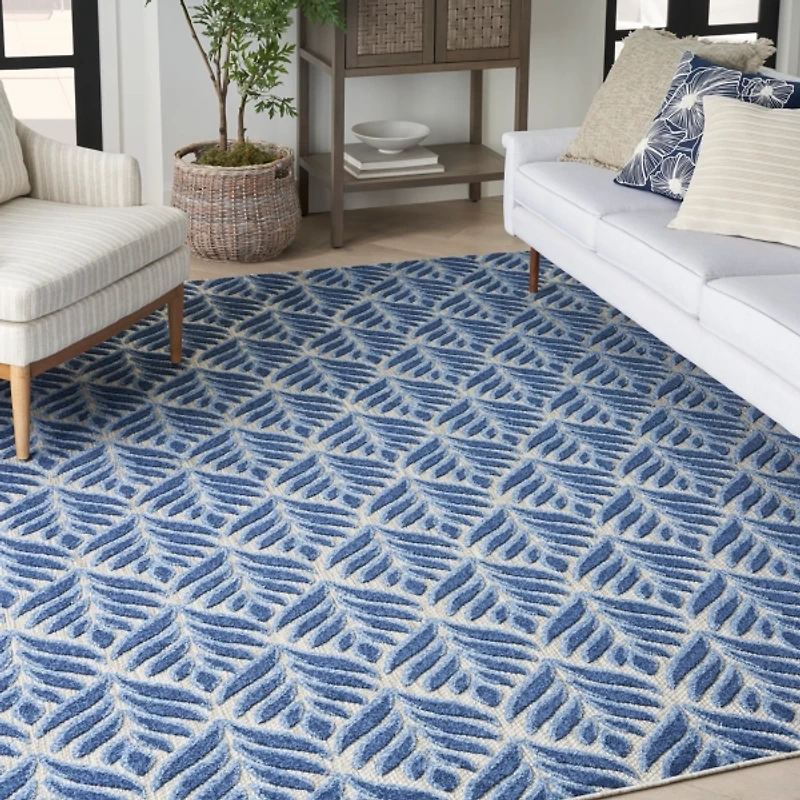 Aloha Blue Botanical Indoor/Outdoor Rug