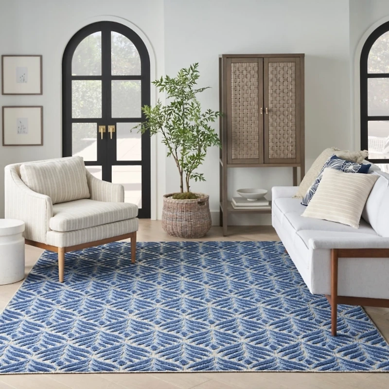 Aloha Blue Botanical Indoor/Outdoor Rug